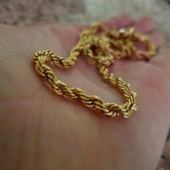 NEW! 4mm Mens 18K Gold Plated Rope Chain - Picture 6 of 6